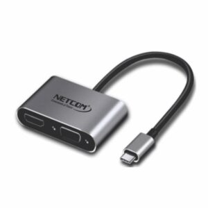 adaptador tipo c a vga + hdmi delcom